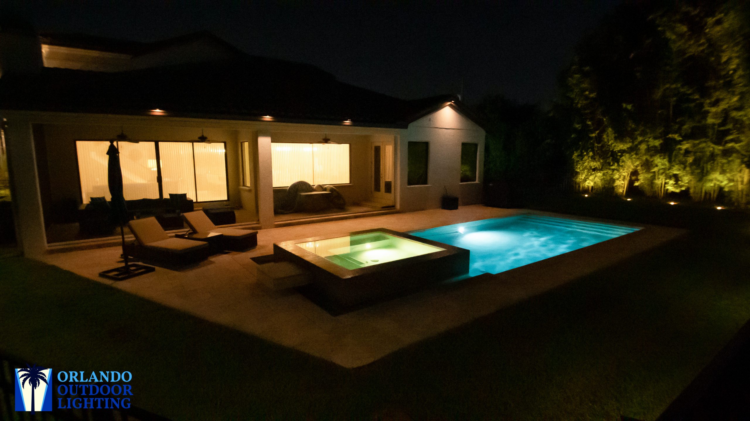 Pool and deck lights on